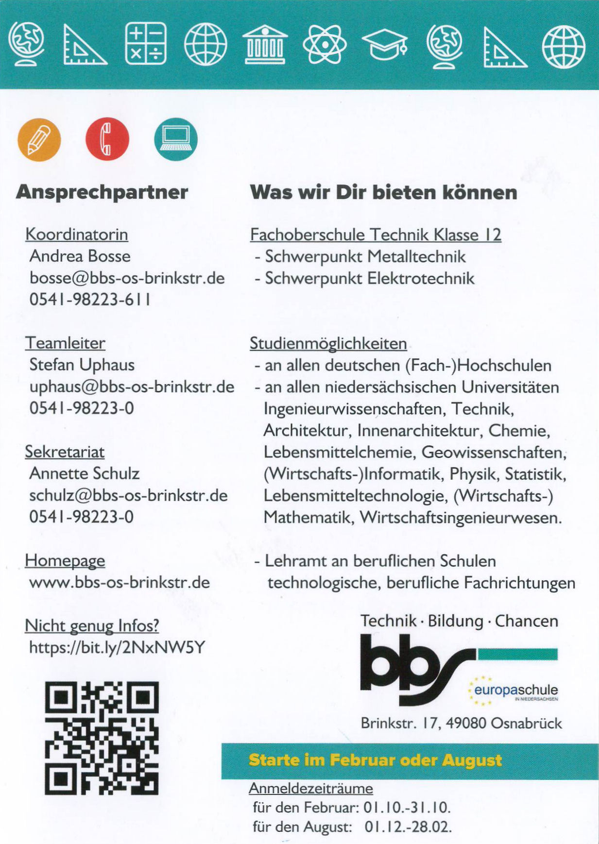 Flyer der Fachoberschule | BBS Brinkstraße